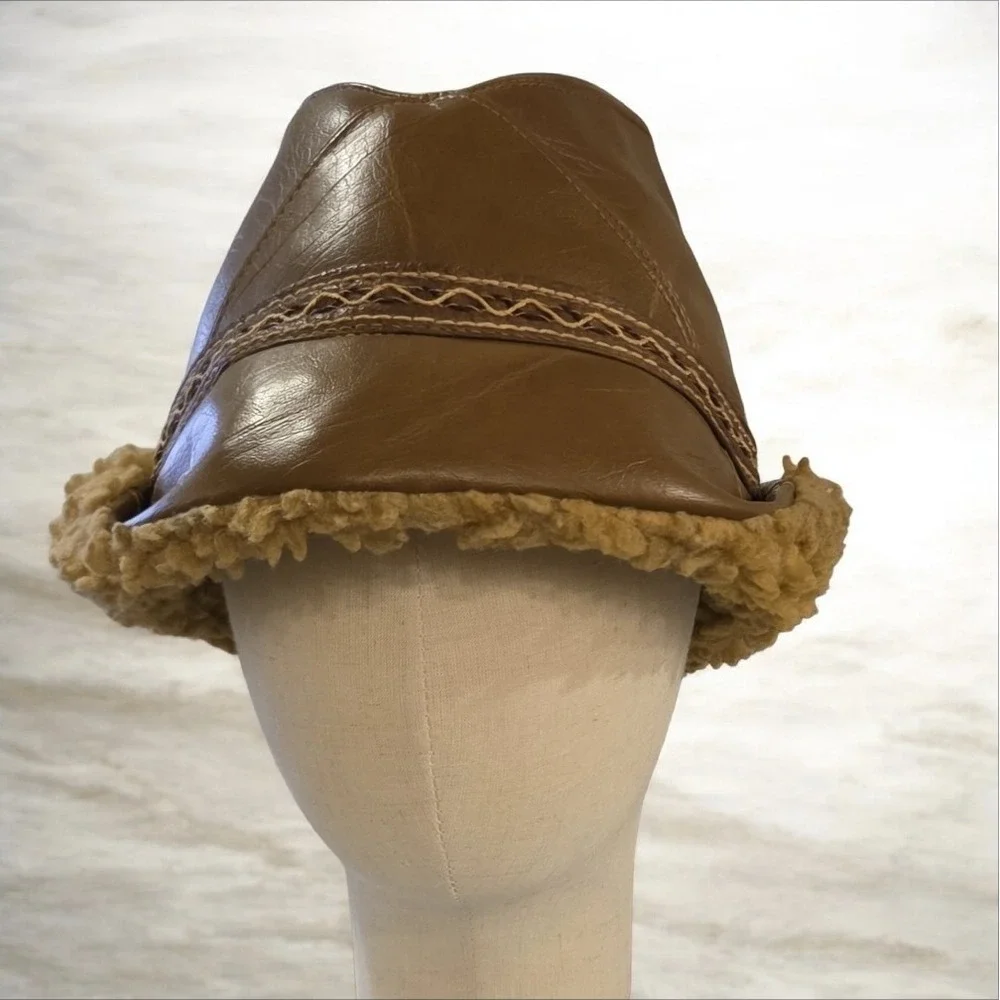 Vintage Fedora Dorfman Pacifica Co Leather Fur Made in USA Sz XL Hat - Picture 9 of 14